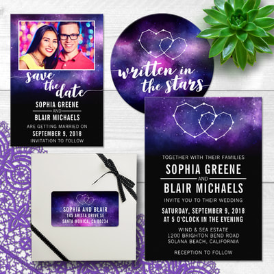 A love story like ours... must be written in the stars! Capture the depth and beauty of the galaxy at night with this starry design that celebrates infinite romance. Dress your wedding in contemporary celestial bliss!